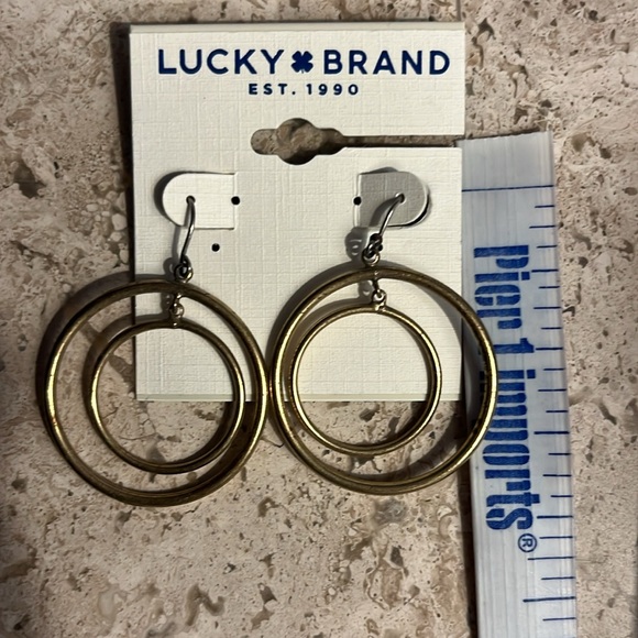 Lucky 🍀 Brand double hoop earrings in gold - Picture 3 of 3